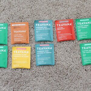 STARBUCKS TEAVANA Tea Lot of 9 Sachets Mix of 6 Various Flavors for Tea Lovers